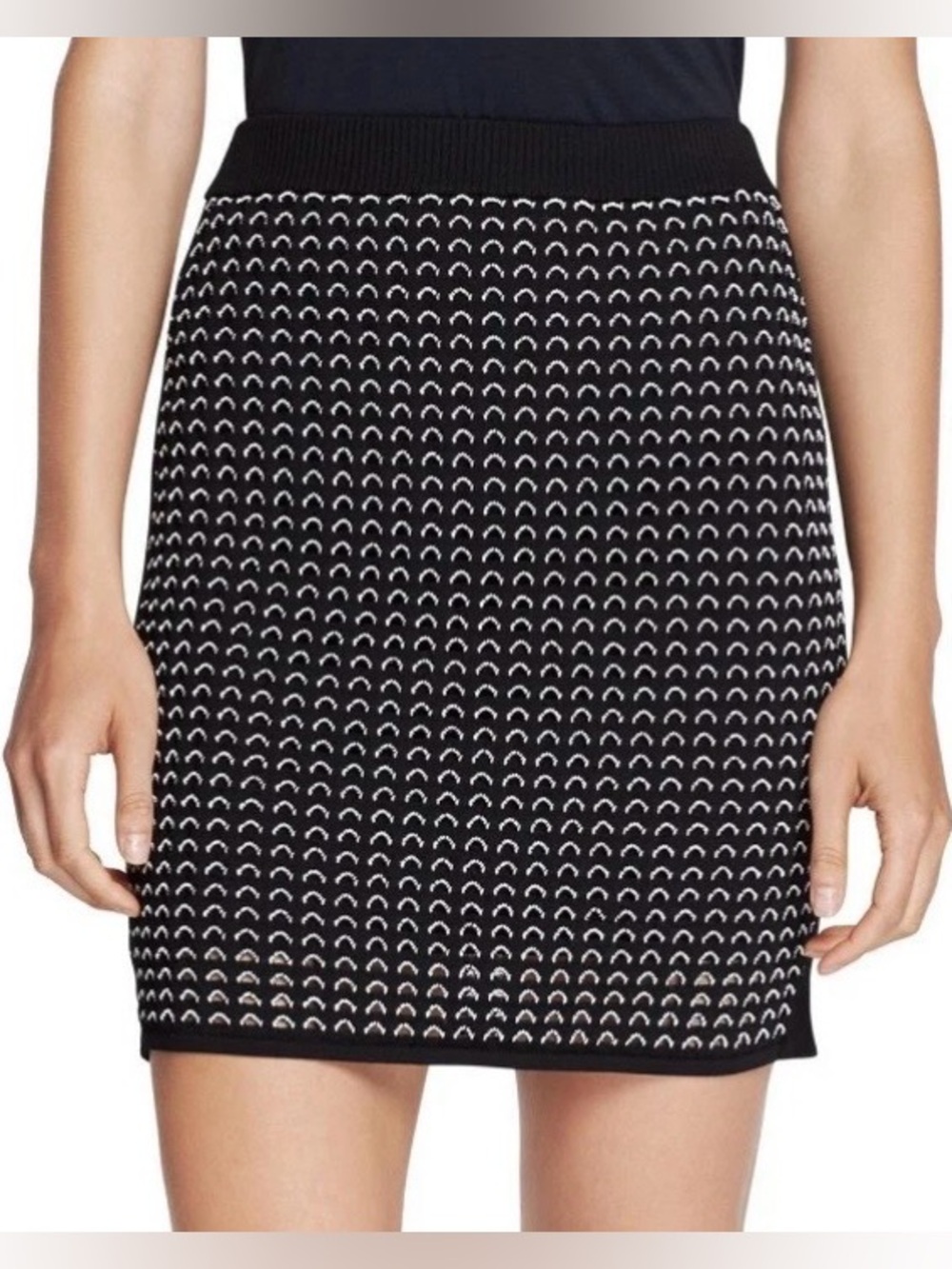 Rag & Bone Ingrid Knit Mini Skirt - Black/White Pattern - Size Small